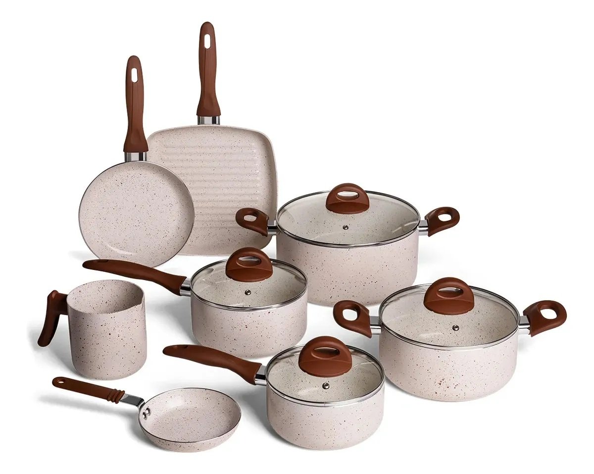 Conj de Panelas 8 Pecas Ceramic Life Smart Plus Vanilla