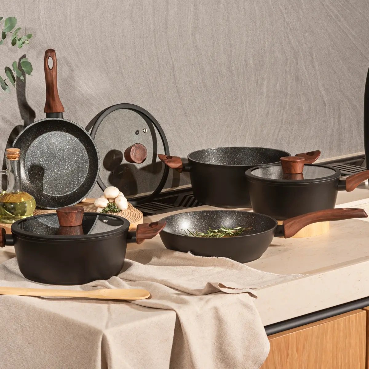 Jogo de Panelas Brinox Antiaderente Ceramic Life 6 Pecas Sirius Preto 111