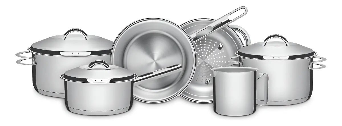 Kit Jogo De Panelas Solar 6 Pecas com Fundo Triplo e Tampas de Inox Tramontina
